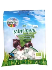 Oekovital Bio vegan čokoládové dražé bonbony s mátovou příchutí Bio Mintinelli 80 g