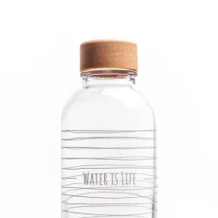 Carry sklenená fľaša na pitie Water is life