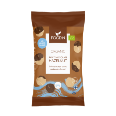 Foodin Raw lískové oříšky v čokoládě, vegan, bio, 50g