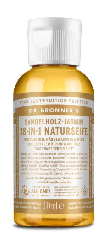 Dr. Bronner´s tekuté mýdlo s vůní jasmínu a santalového dřeva - objem: 60 ml