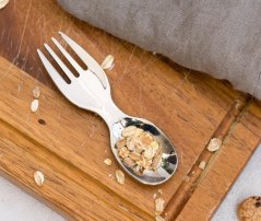 LEKKABOX Mini Spork – nerezová lyžička a vidlička 2v1 10 cm