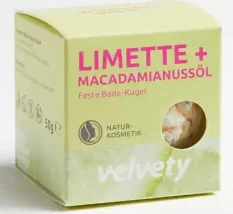 Velvety Koupelová bomba Limetka a olej z makadamových ořechů 50 g