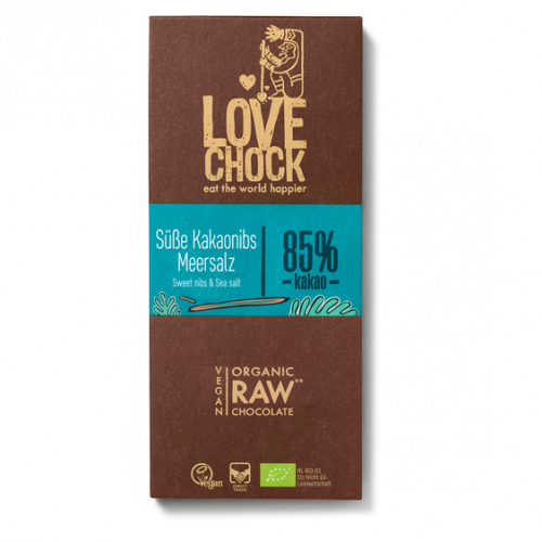Lovechock bio čokoláda 85% s mořskou solí vegan raw 70g
