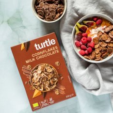 Turtle Chocolate bio křupavé kukuřičné cereálie s mléčnou čokoládou 250 g
