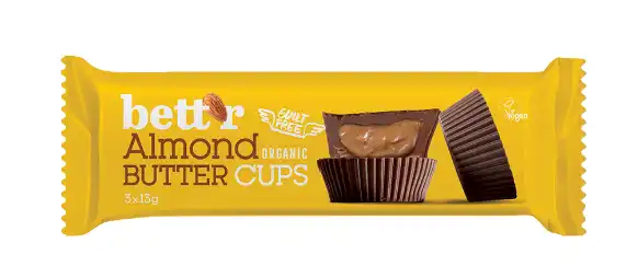 Bett´r bio čokoládové pralinky s mandlovým máslem 3 ks 39 g Bett´r bio čokoládové pralinky s mandlovým máslem 3 ks 39 g
