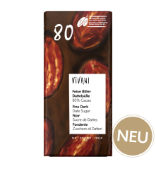 Vivani Hořká čokoláda s datlemi 80% kakaa 80g