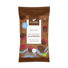 Foodin Raw maliny v čokoládě s erithritolem, vegan, bio, 50g