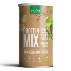 Purasana Protein MIX BIO banán (konopí, slunečnice, hrách, dýně)  400 g