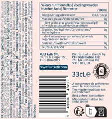 Kult Kefir Vodní kefír s příchutí malina  a máta bio 330 ml