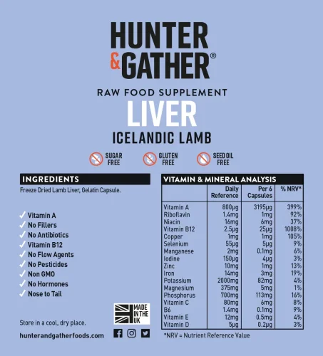 Hunter & Gather Grass Fed Jehněčí játra 90 kapslí