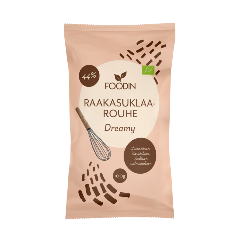 Foodin Raw čokoládové zdobení vegan 44% kakaa, bio, 100 g Foodin Raw čokoládové zdobení vegan 44% kakaa, bio, 100 g