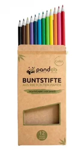 Pandoo farebné pastelky z recyklovaného papiera 12 ks