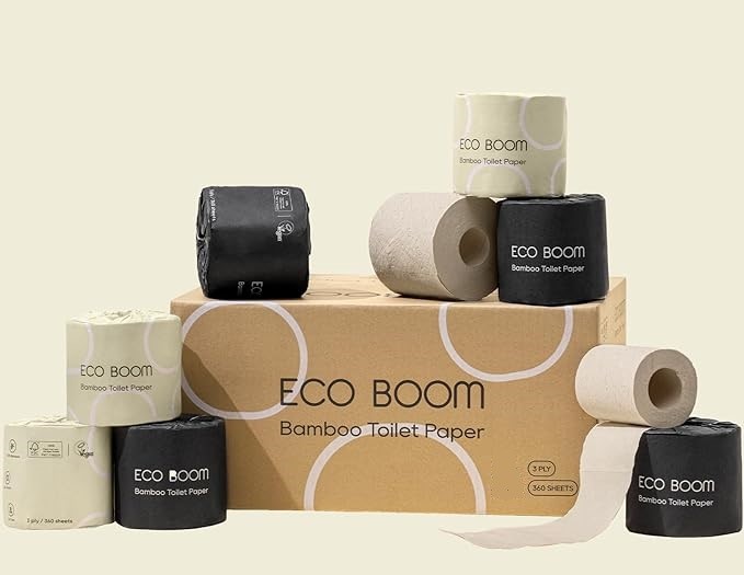 Ecoboom Bambusový toaletný papier trojvrstvový 360 útržkov - počet kusov: 4 ks