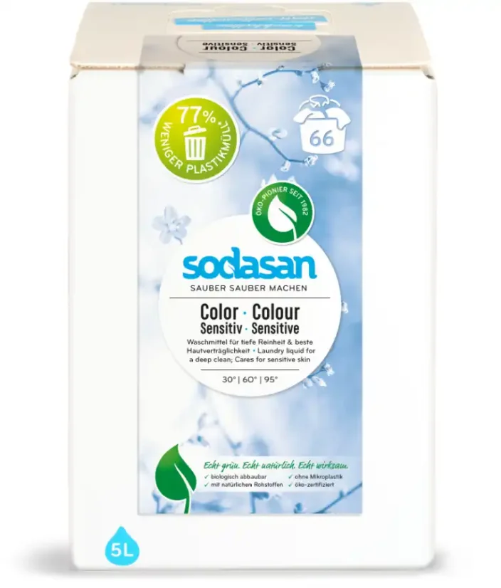 Sodasan tekutý prací prostriedok na farebné prádlo sensitive bez vône