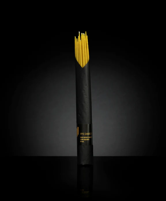 Apis Candela Svíčky z včelího vosku, štíhlé zlaté klasické