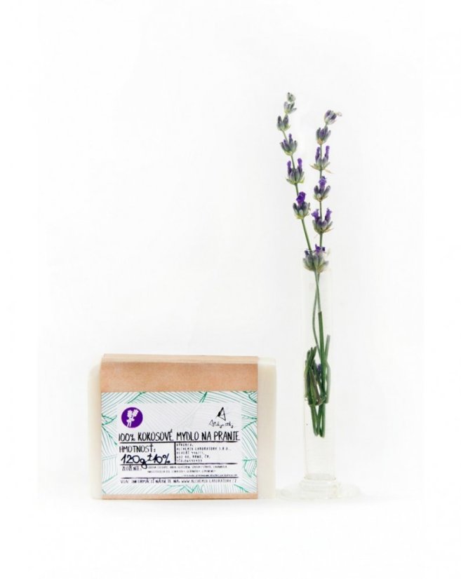 Alchymistky 100% kokosové mýdlo na praní s vůni levandule, pevné