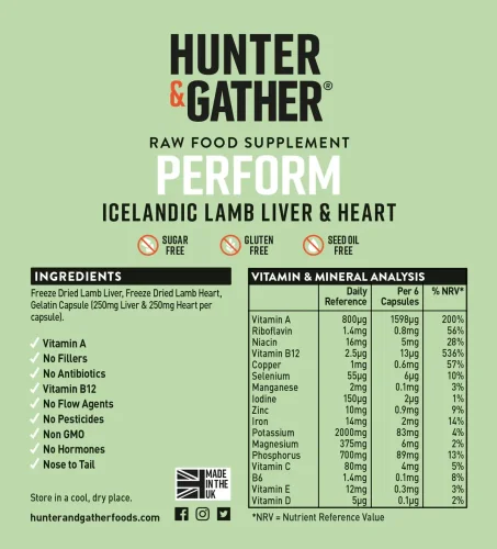 Hunter & Gather Grass Fed Jehněčí játra a srdce v kapslích 90 kapslí