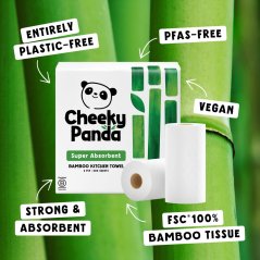 The Cheeky Panda Jednorázové bambusové kuchyňské utěrky bílé 2 vrstvé balení 2 ks