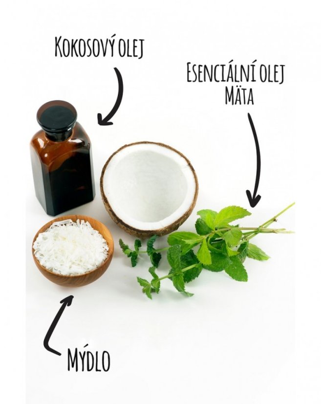 Alchymistky 100%  kokosové mýdlo na praní s vůni máty, pevné - hmotnost: 120 g