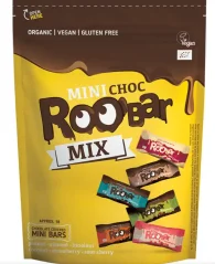 Bio Roo'bar mini čokoládovo kokosovo ovocné tyčinky v čokoláde mix cca 18 ks 180 g