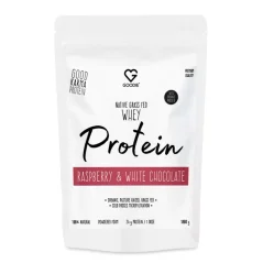 Goodie BIO nativní Grass-Fed syrovátkový proteín Malina & biela čokoláda