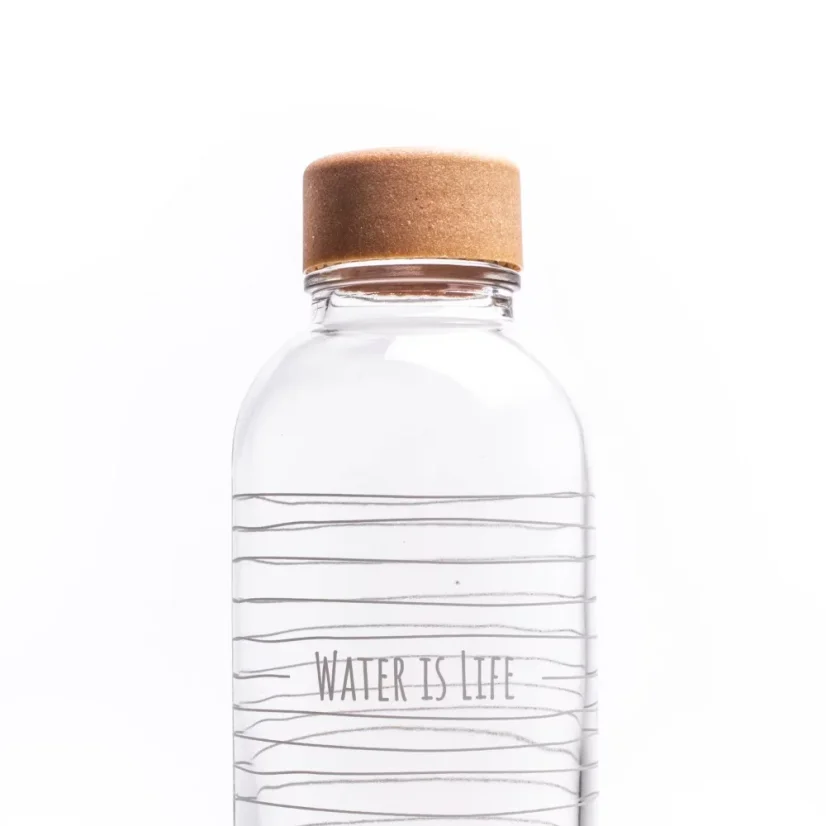 Carry sklenená fľaša na pitie Water is life - objem: 1 l