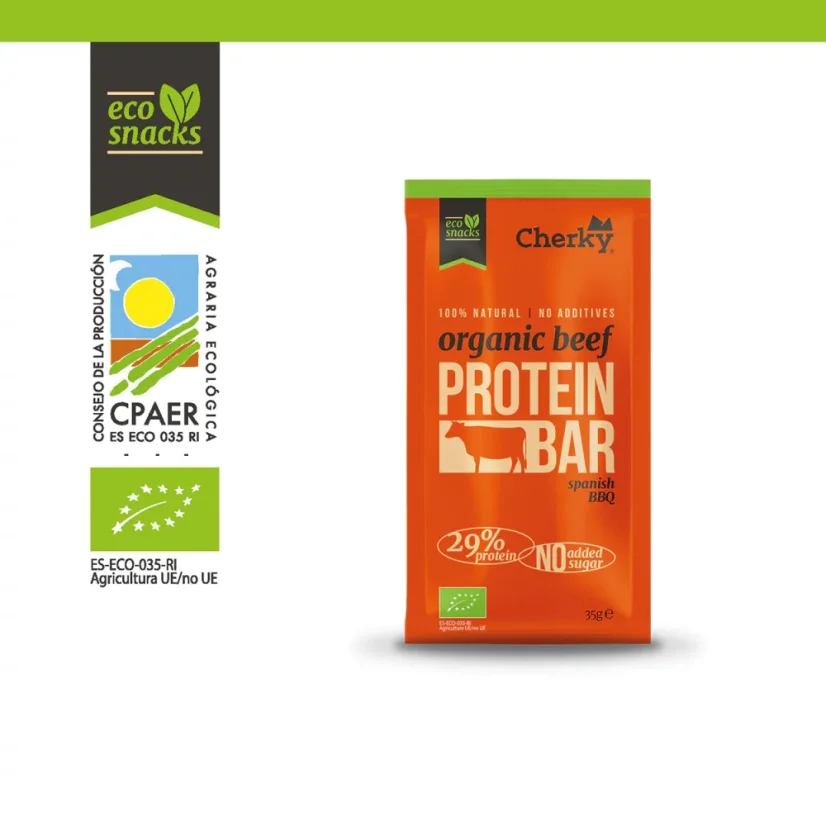 Cherky bio proteinová hovězí tyčinka španělské barbecue 35 g