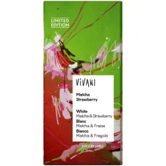 Vivani Matcha Strawberry bílá čokoláda s matchou a jahodami BIO 80 g
