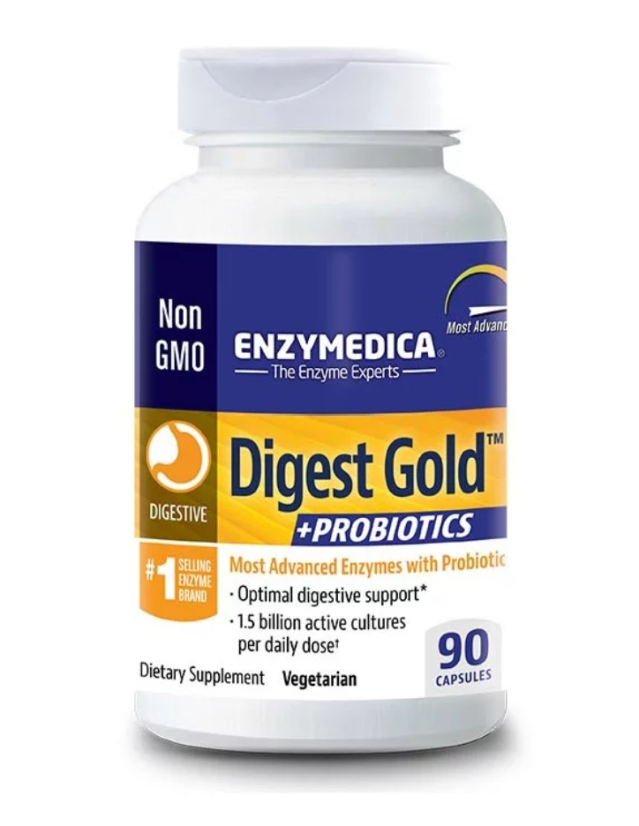 Enzymedica Digest Gold Zmes enzýmov pre podporu trávenia s probiotikami - Počet kapsúl: 45 kapsúl