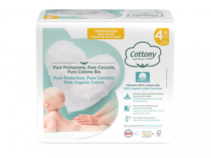 Cottony jednorázové bio bavlněné plenky v.4 (7-18 kg) 28 ks