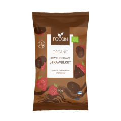 Foodin jahody v raw čokoláde vegan s kokosovým cukrom bio  50 g