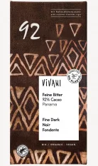 Vivani bio vegan jemná horká čokoláda s cukrom z kokosových kvetov Panama 92% kakaa 80 g