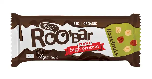 Roo´bar bio lískooříšková proteinová tyčinka v čokoládě 40 g