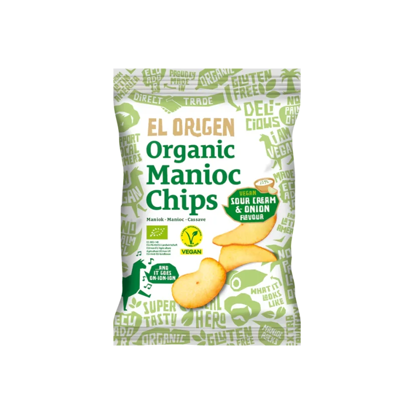 El Origen BIO maniokové chipsy kysaná smetana & cibule 75g