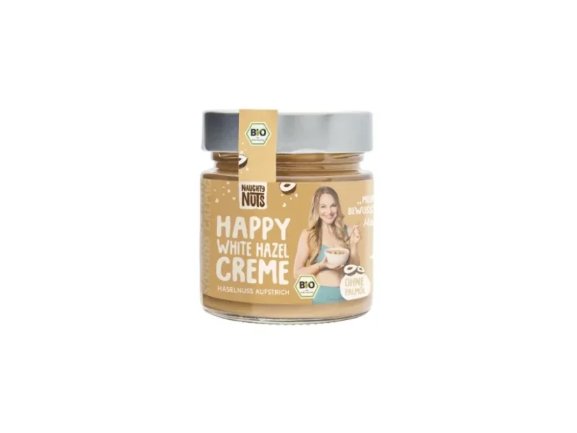 Naughty Nuts BIO bílá lískooříšková pomazánka Happy White Hazel Creme 250 g
