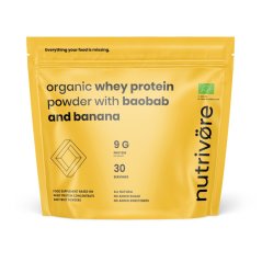Nutrivore Bio syrovátkový protein koncentrát v prášku z európskych zdrojov s obsahom prebiotík a ovocia 450 g-KOPIE