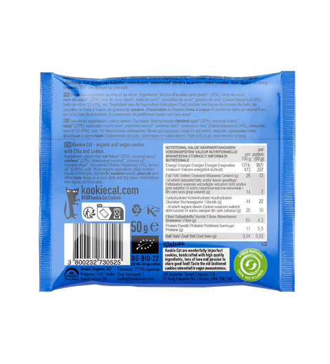 Kookie Cat Sušienka s citrónom a chia semienkami, bio, balenie 50g