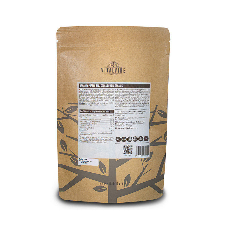 Vitalvibe Kakao 100% BIO, prášek 250g
