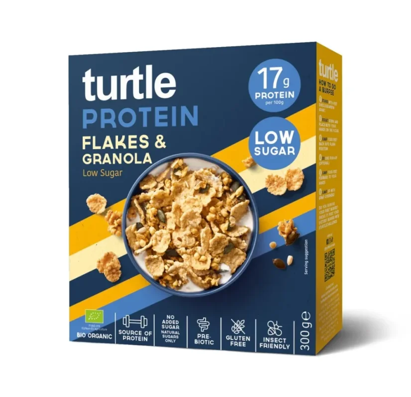 Turtle BIO Protein Flakes & Granola – proteinové vločky a granola bez přidaného cukru 300 g