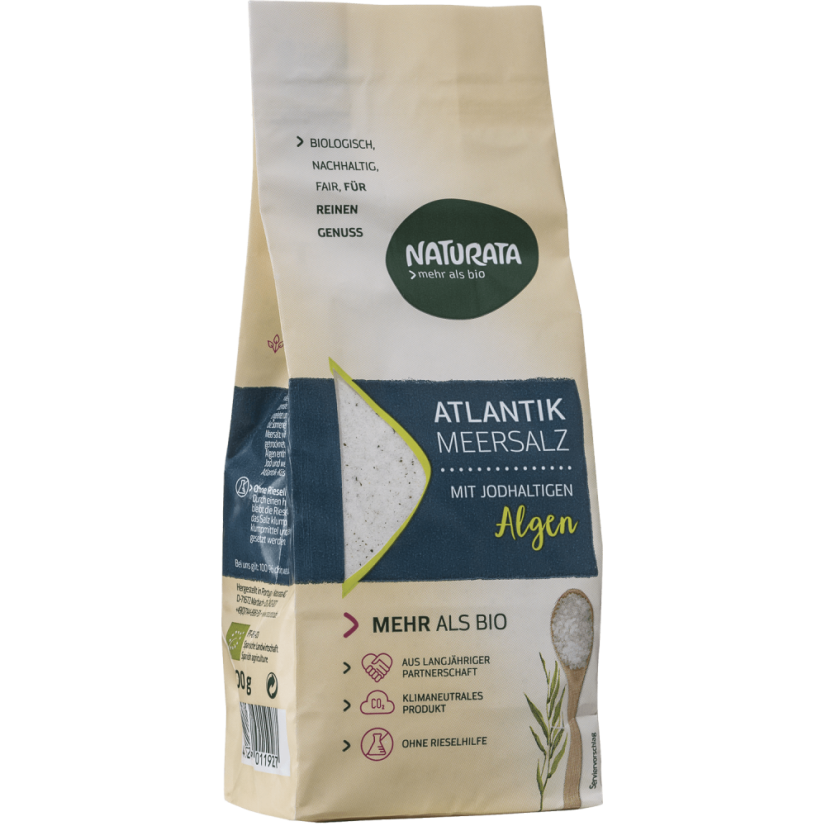 Naturata Soľ morská atlantická, jemne mletá s morskými riasami 500 g