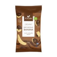 Foodin Raw banány v čokoládě, vegan, bio, 70g