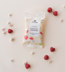 Foodin Raw  maliny v bílé čokoládě, vegan, bio, 50g