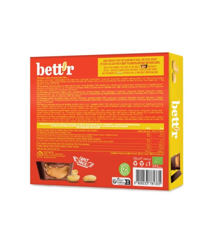 Bett´r bio čokoládové pralinky s arašidovým maslom v boxe 156 g