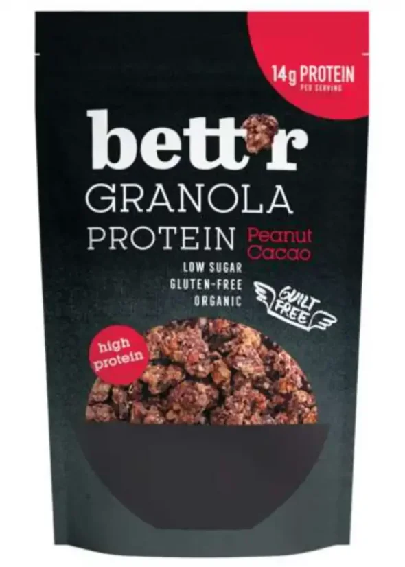 Bett'r bio proteínová arašidová granola s kakaom 300 g
