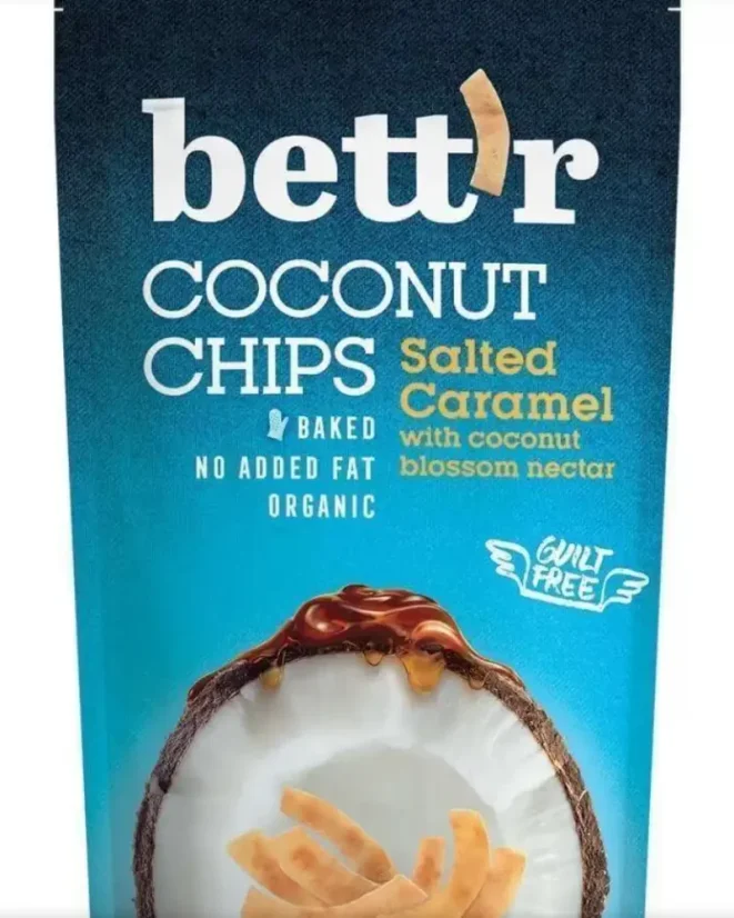 Bett´r Bio kokosové chipsy s príchuťou slaný karamel 70 g
