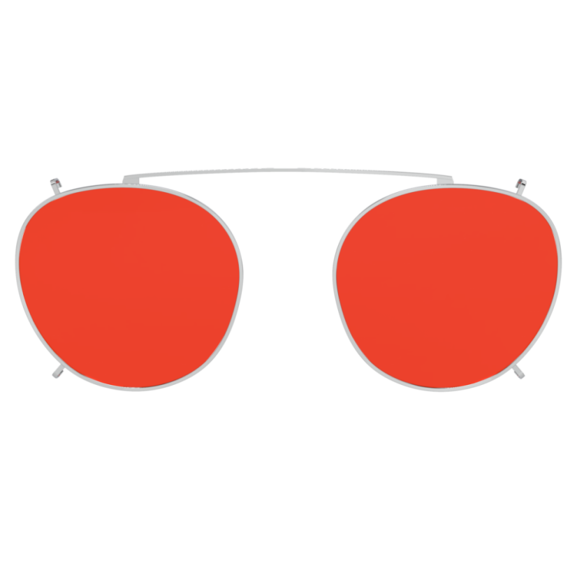 Foxman frames červené klipy proti modrému a zelenému svetlu k rámu Lennon