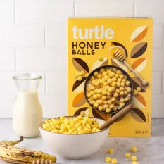 Turtle Medové guličky Bio kukuričné ​​celozrnné raňajkové cereálie 300 g