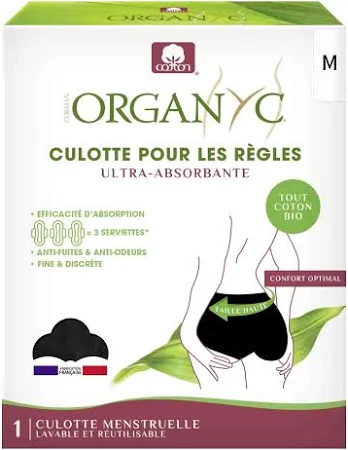 ORGANYC menštruačné nohavičky z bio bavlny, ultraabsorpčné čierne