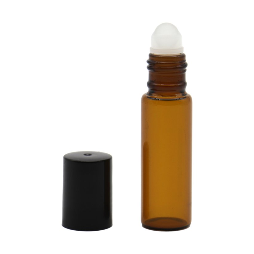 Lahvička skleněná roll-on, hnědá 5 ml