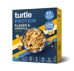 Turtle BIO Protein Flakes & Granola – proteinové vločky a granola bez přidaného cukru 300 g